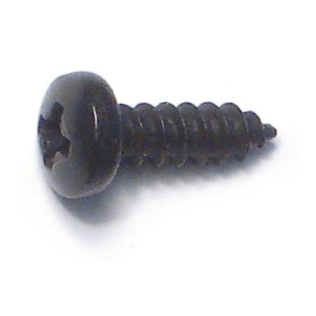 Midwest Fastener Sheet Metal Screw, #4 x 3/8 in, Black Steel Pan Head Phillips Drive, 50 PK 79502